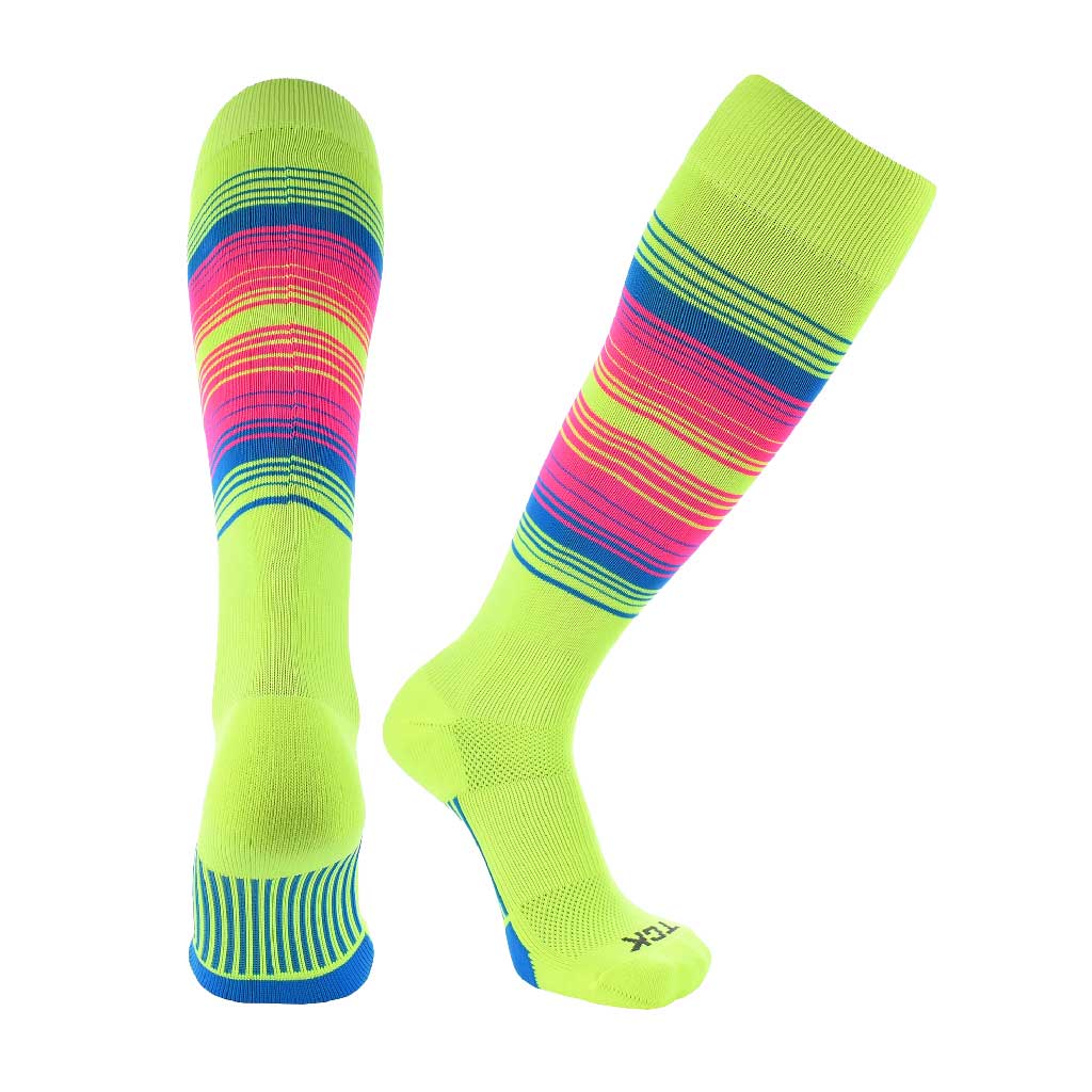 TCK Performance Baseball Socks - Dugout HYPE (DBO43) Neon Yellow/Hot Pink/Neon Blue