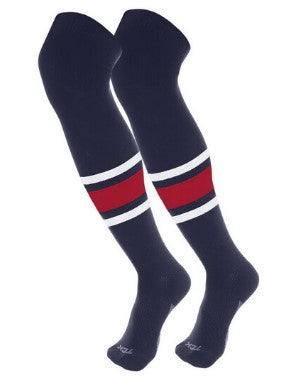 Dugout Striped Over the Knee (OTK) Baseball Sock (DNKE1) Pattern E