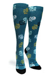 Crazy Compression Socks - Best Frens Paw Prints Dk Teal  (Standard & Extra Wide)