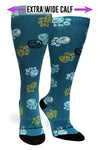 Crazy Compression Socks - Best Frens Paw Prints Dk Teal  (Standard & Extra Wide)