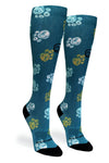 Crazy Compression Socks - Best Frens Paw Prints Dk Teal  (Standard & Extra Wide)