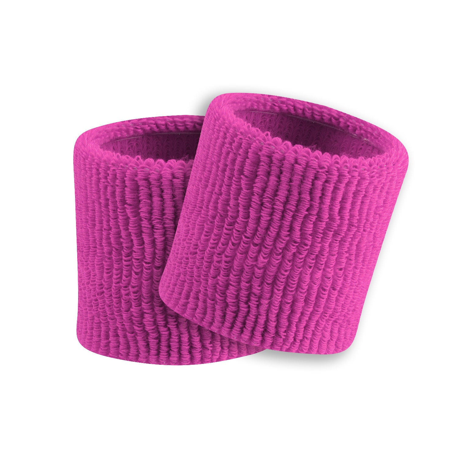 Two fuchsia pink sweatbands on a white background