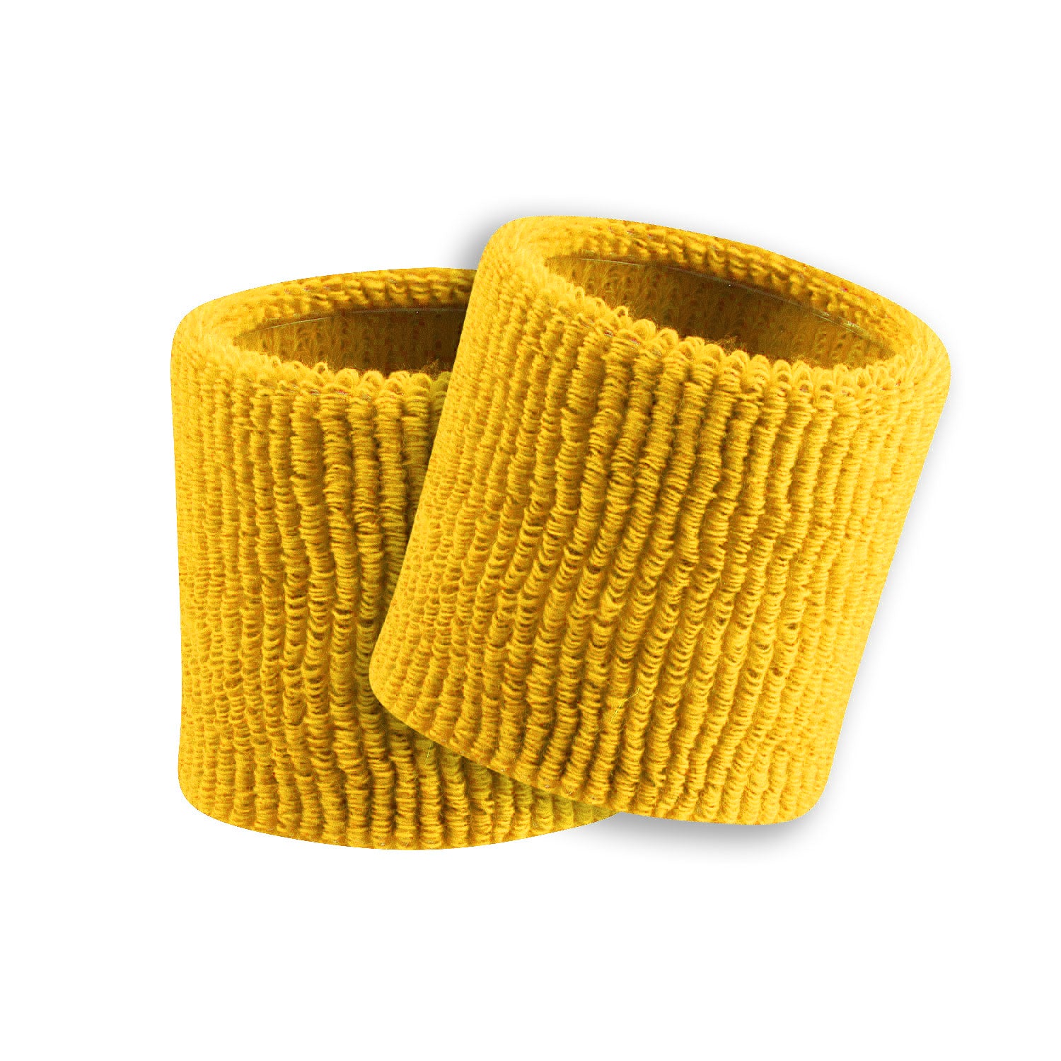 Two gold wristbands on a white background
