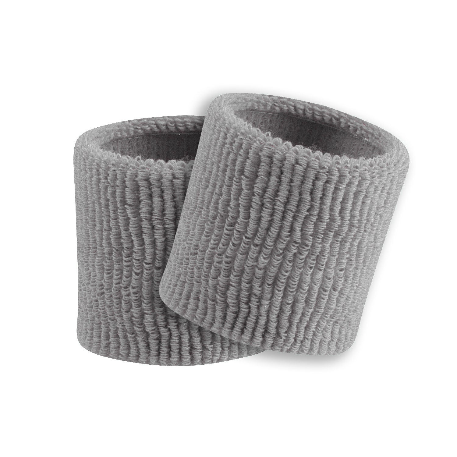 Two gray wristtbands on a white background