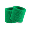 Two lime green wristbands on a white background