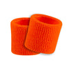 Two neon orange sweatbands on a white background