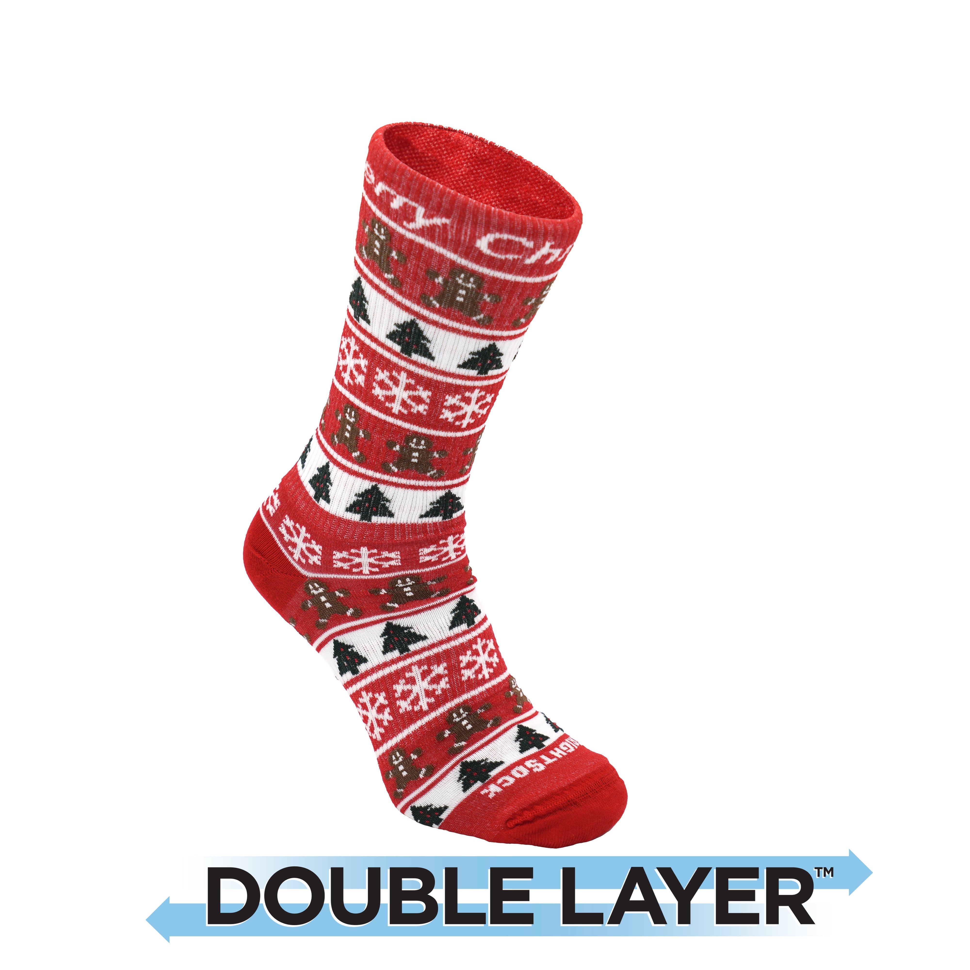 Wrightsock Explore Crew Christmas Stripes – Anti-Blister Travel Socks