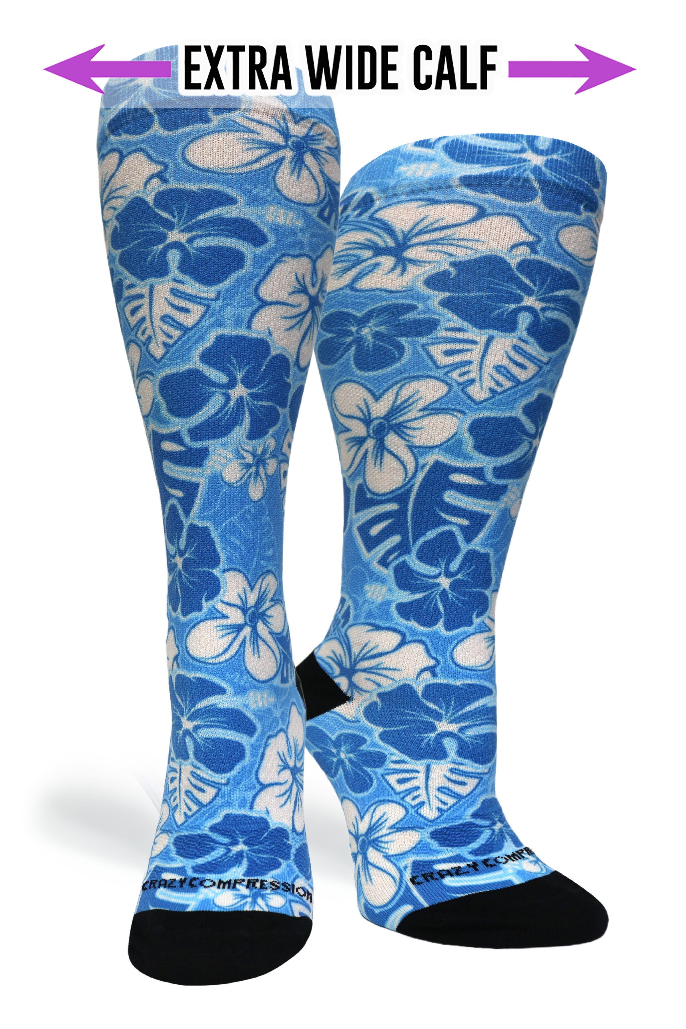 Crazy Compression Socks - Aloha Blue  (Standard & Extra Wide)