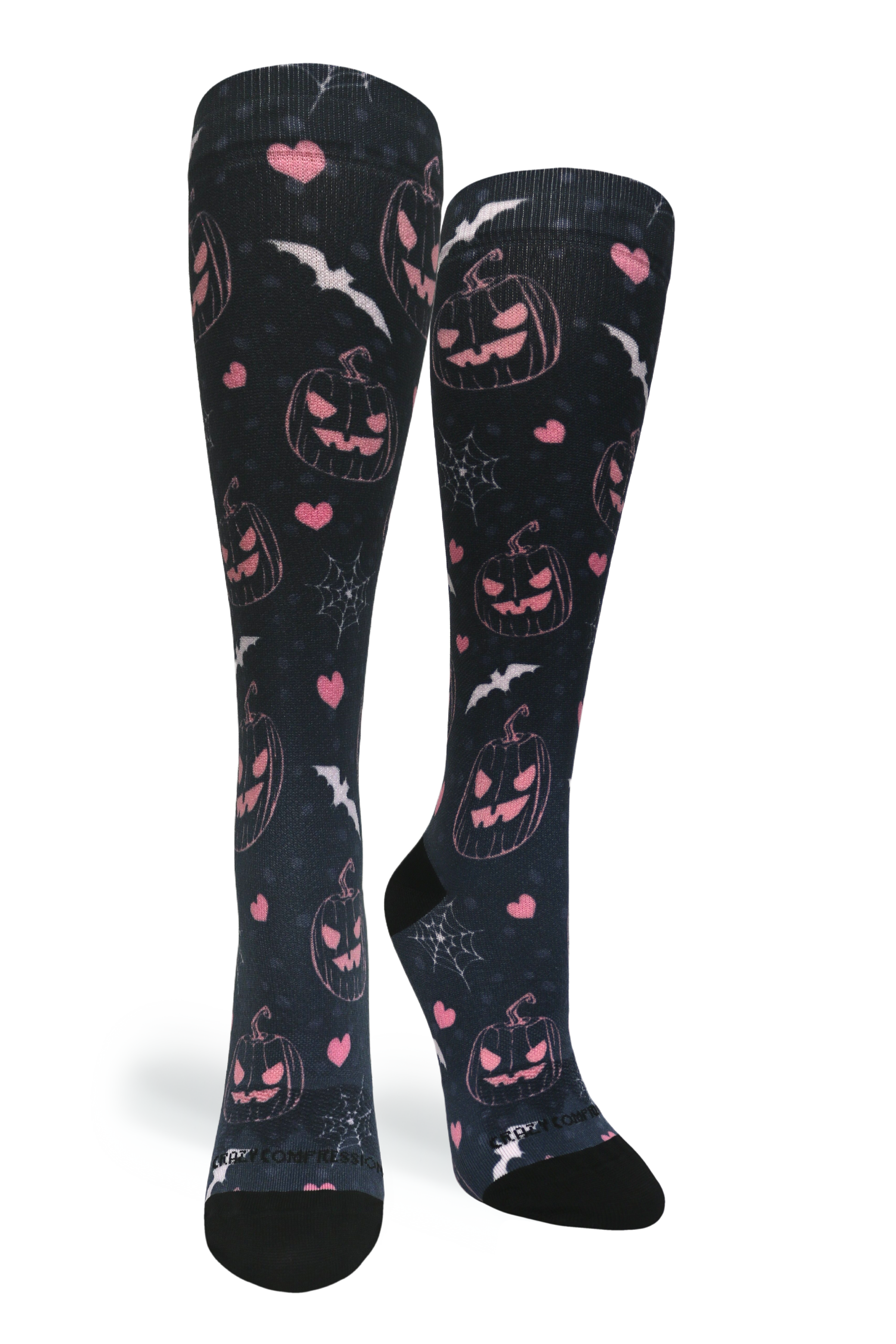 Crazy Compression Socks - Jill-O-Lantern for Halloween  (Standard & Extra Wide)
