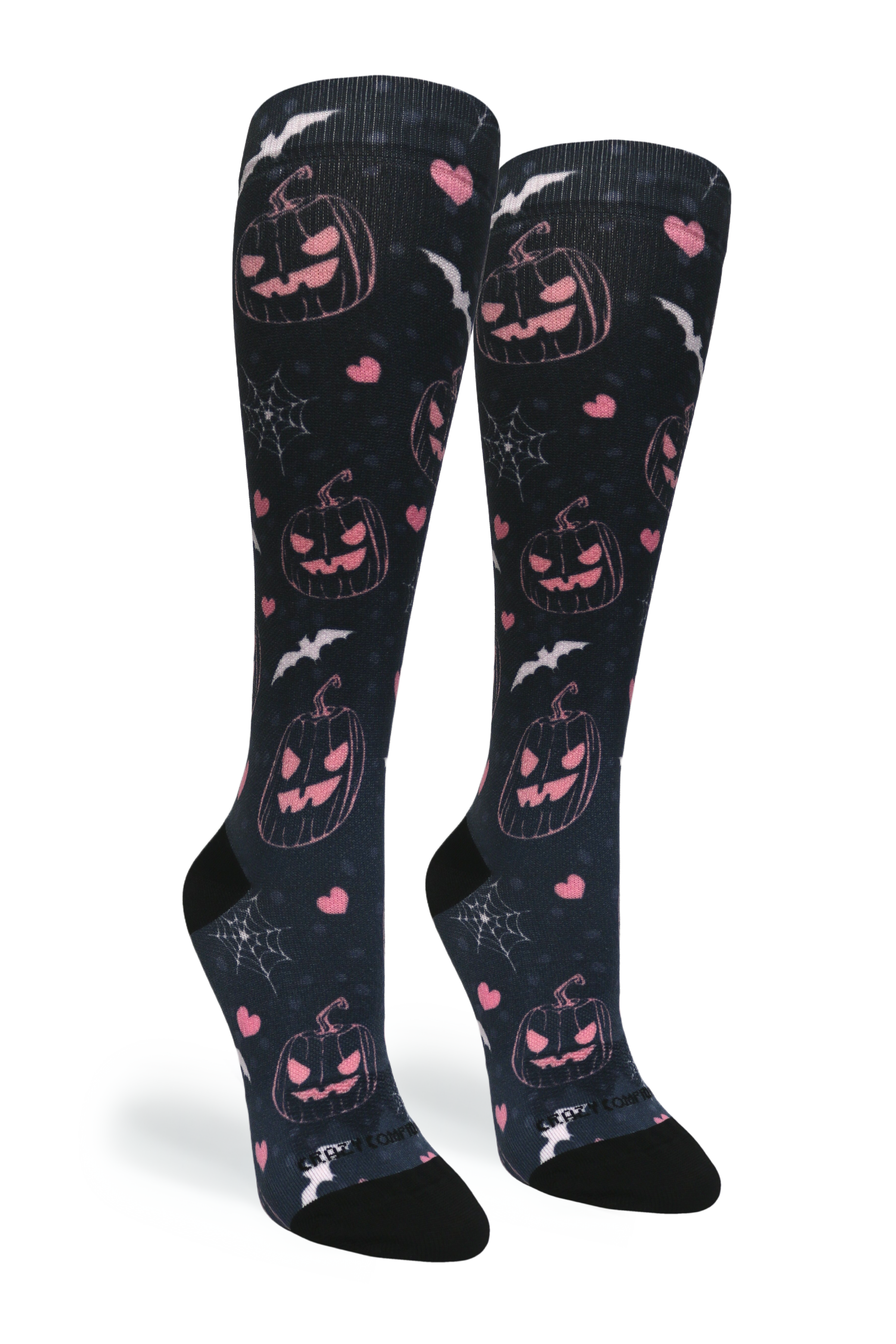 Crazy Compression Socks - Jill-O-Lantern for Halloween  (Standard & Extra Wide)