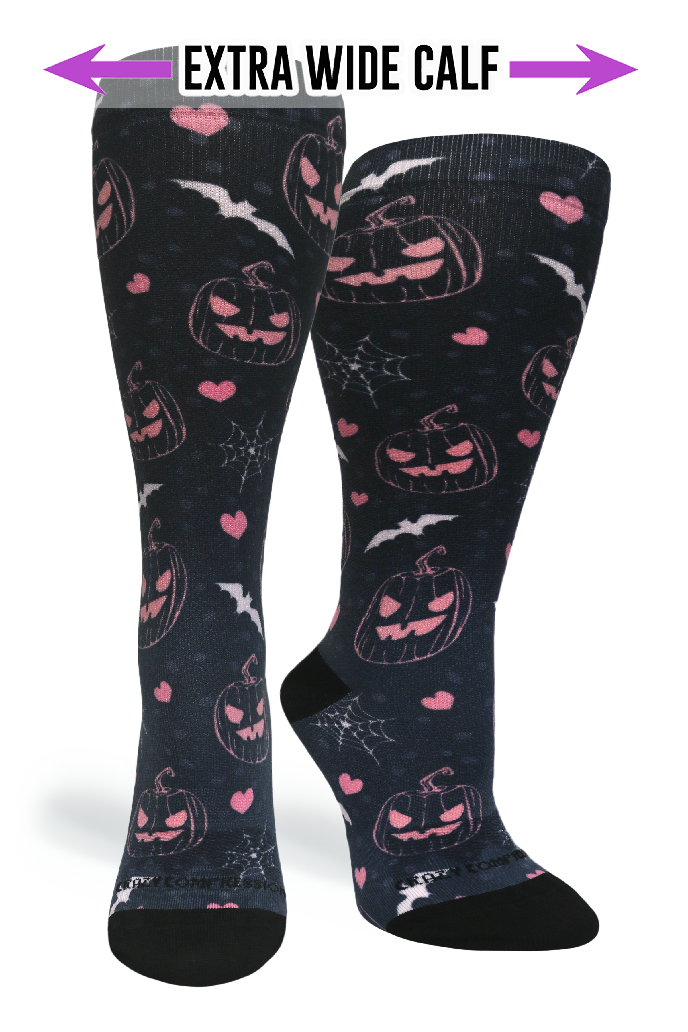 Crazy Compression Socks - Jill-O-Lantern for Halloween  (Standard & Extra Wide)