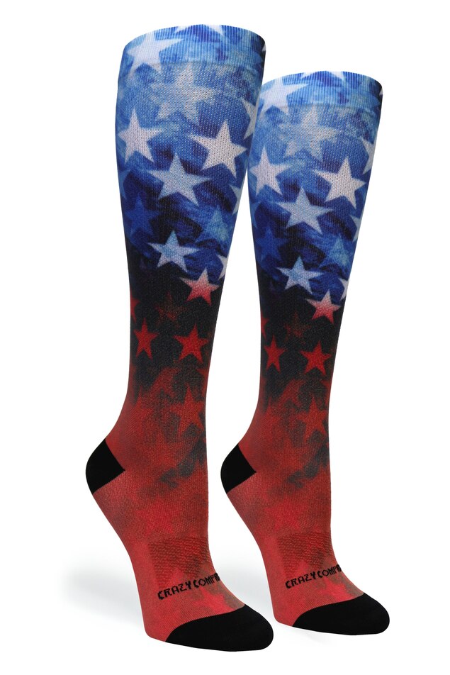 Crazy Compression Socks - Stars of Glory (Standard & Extra Wide)