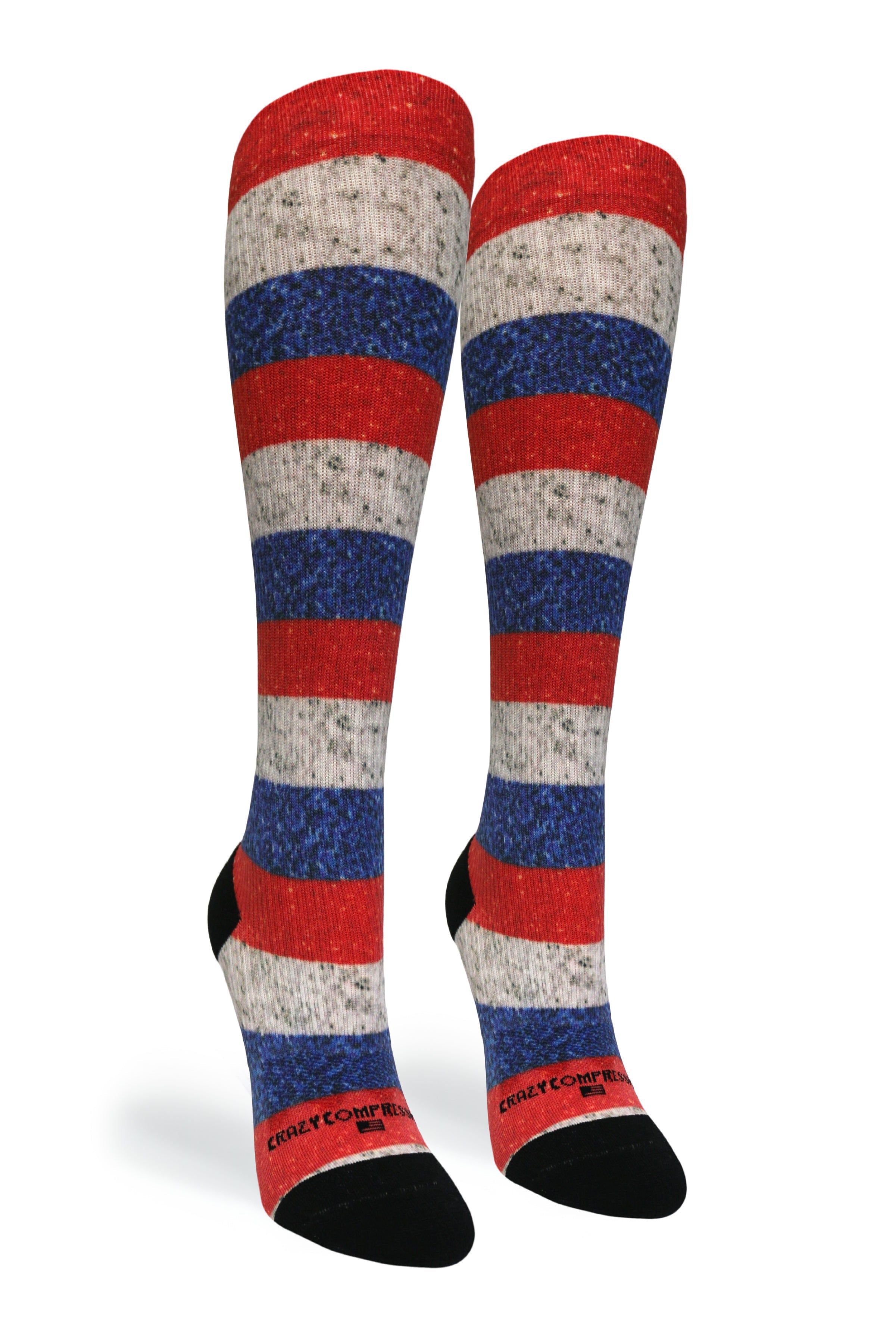 Crazy Compression Socks - Stripes USA  (Standard & Extra Wide)