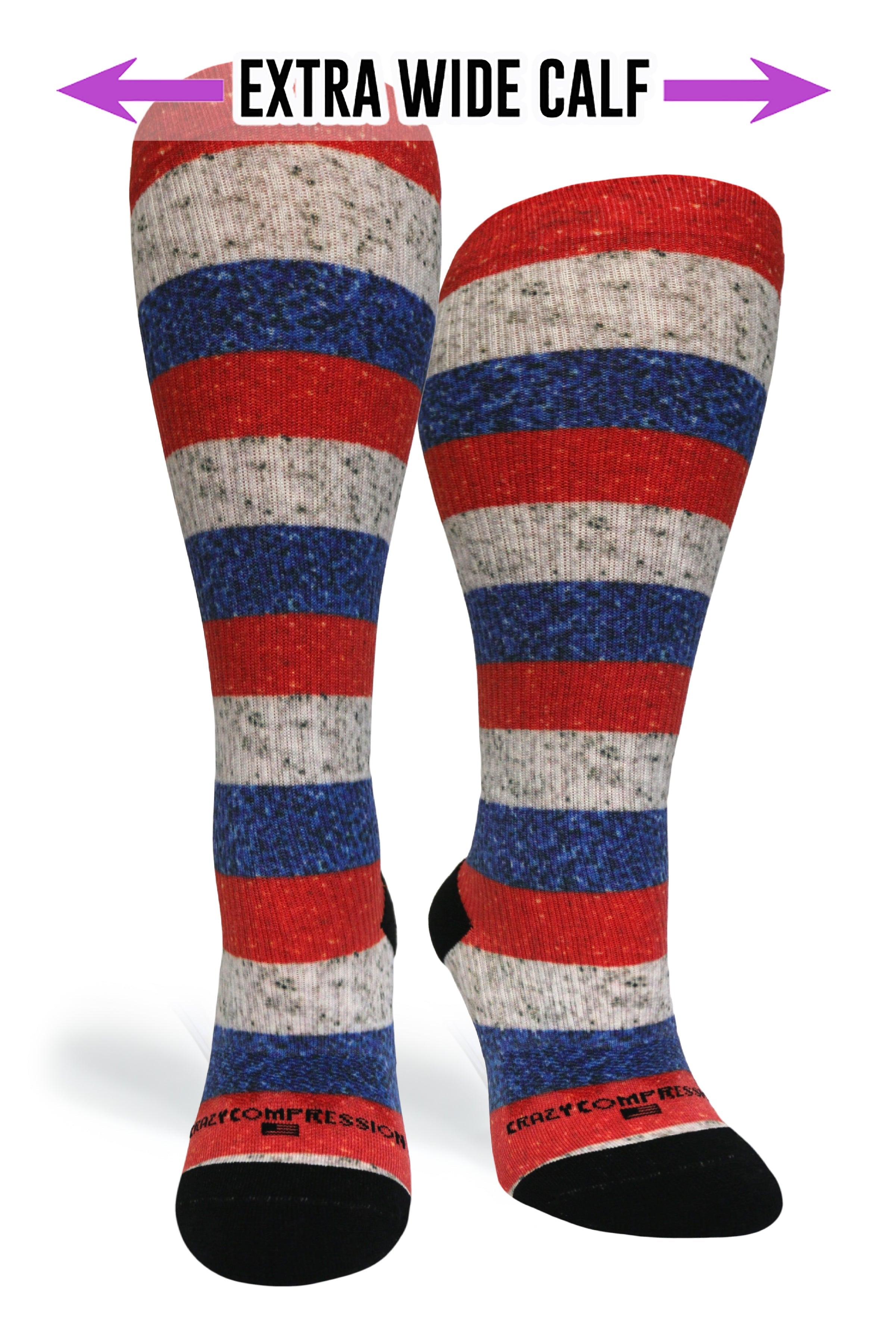 Crazy Compression Socks - Stripes USA  (Standard & Extra Wide)