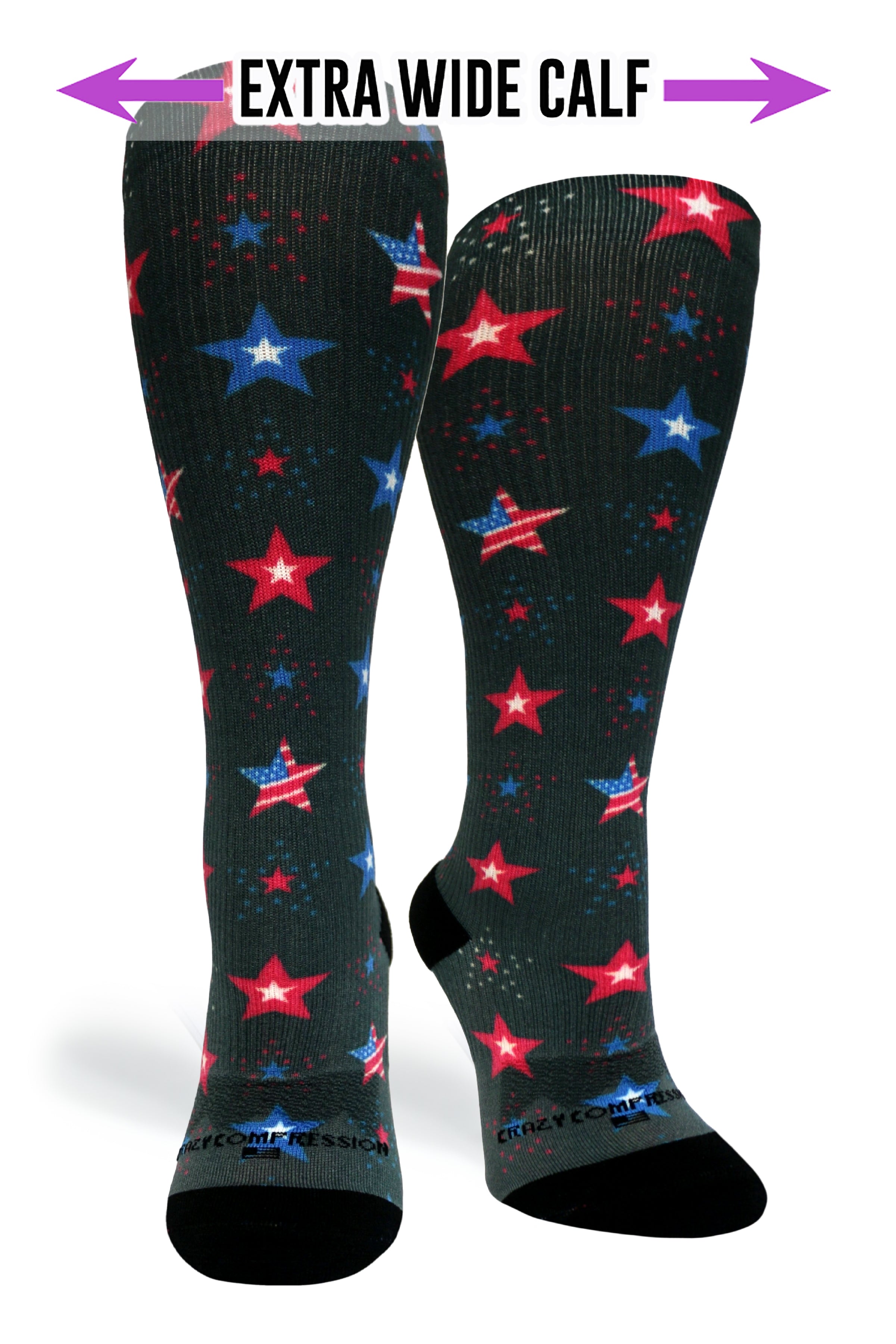Crazy Compression Socks - USA Stars (Standard & Extra Wide)