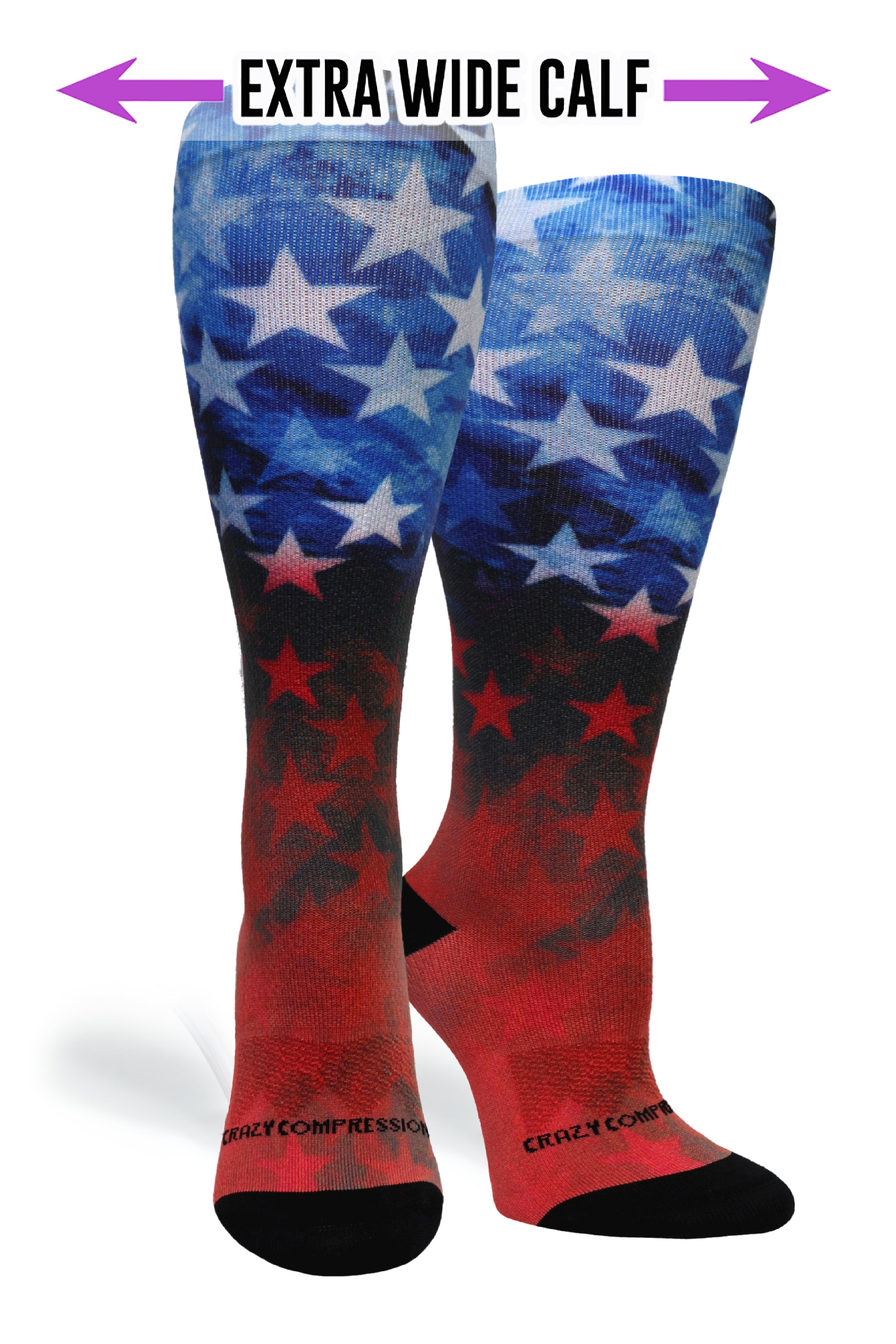 Crazy Compression Socks - Stars of Glory (Standard & Extra Wide)
