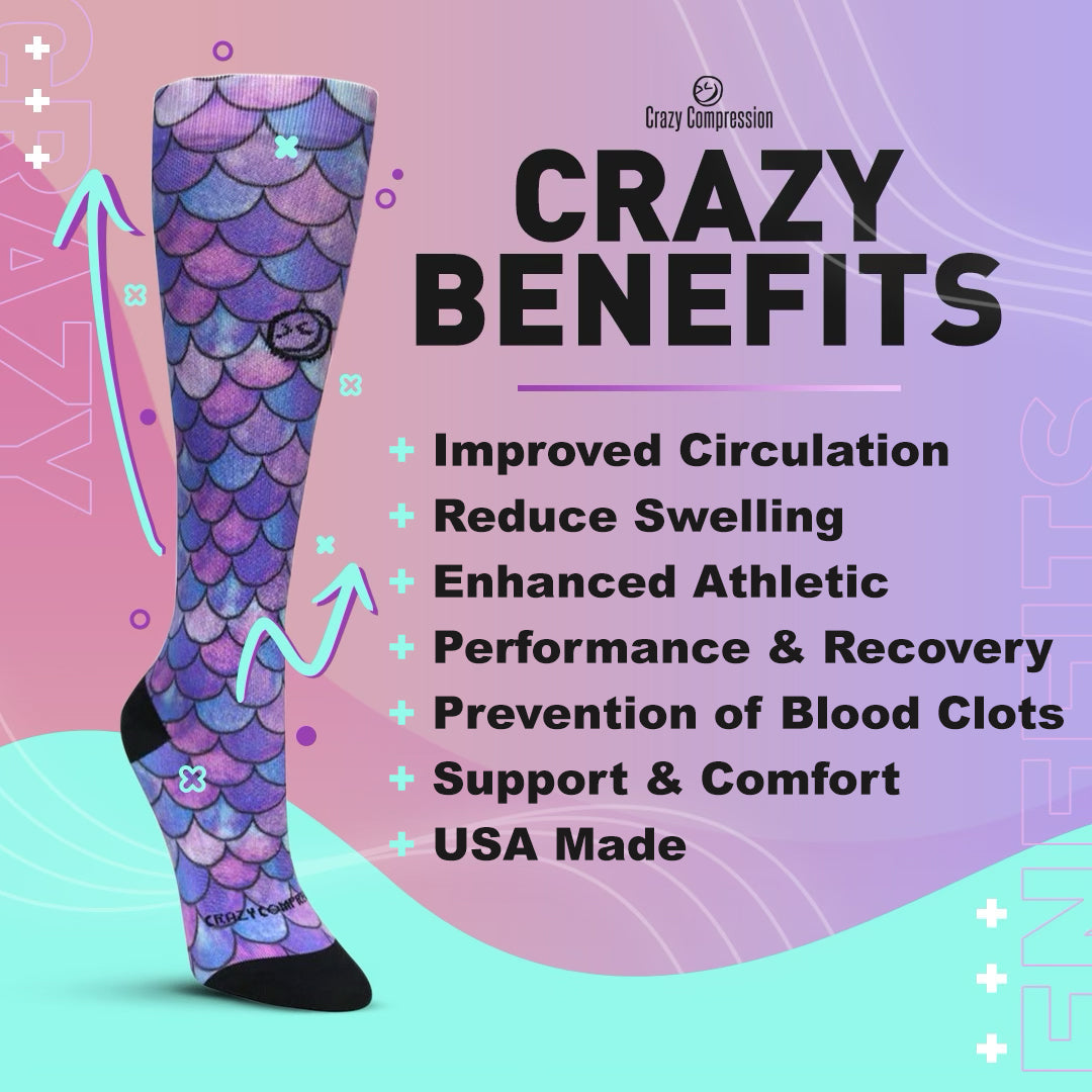 Crazy Compression Socks - Flying Hearts  (Standard & Extra Wide)