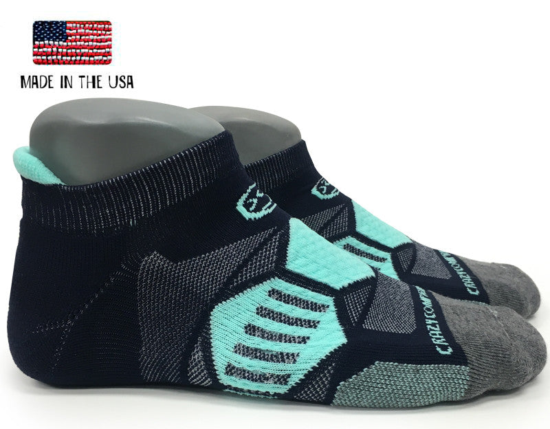 Crazy Compression Elite Running Socks - Navy & Mint