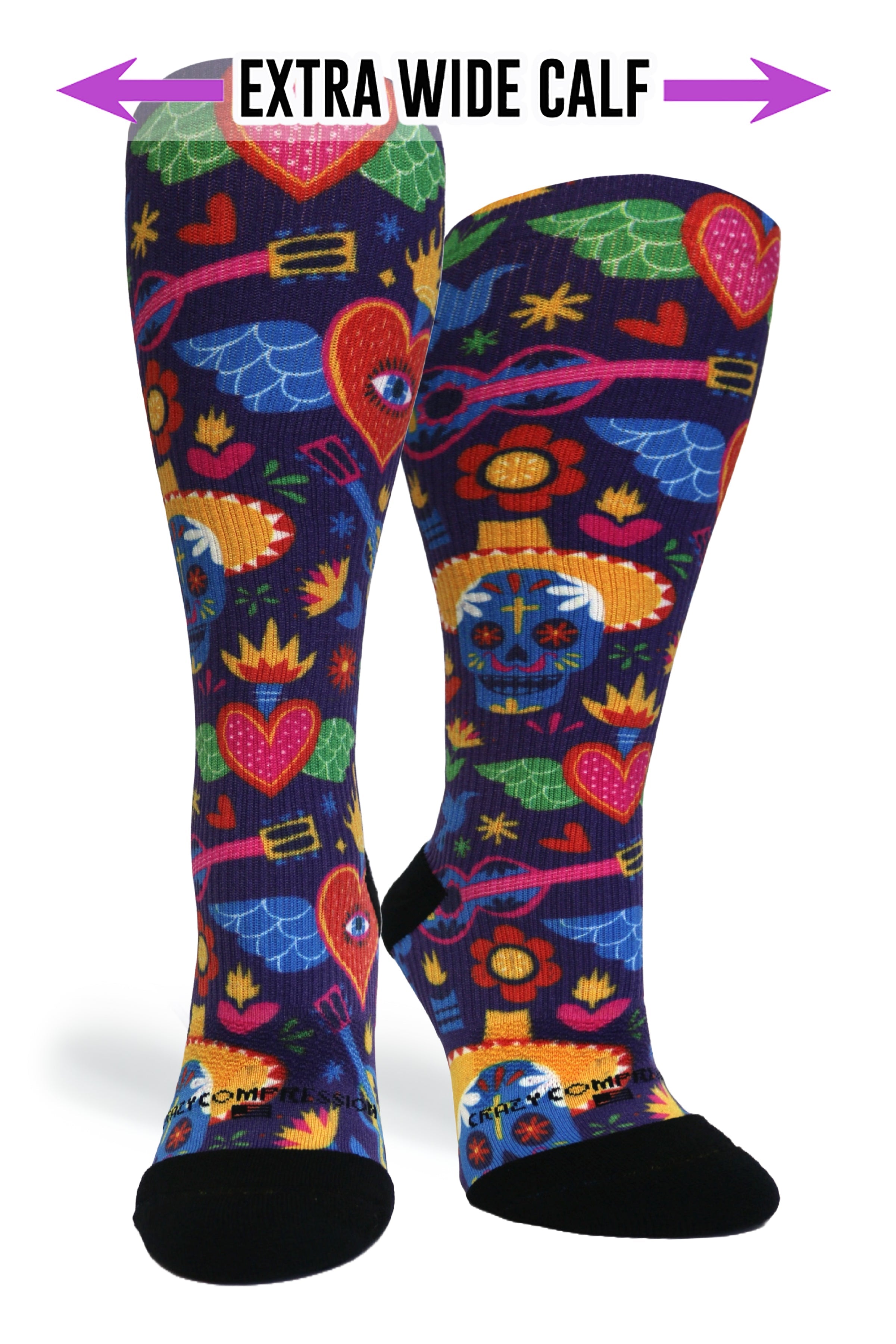 Crazy Compression Socks - Flying Hearts  (Standard & Extra Wide)