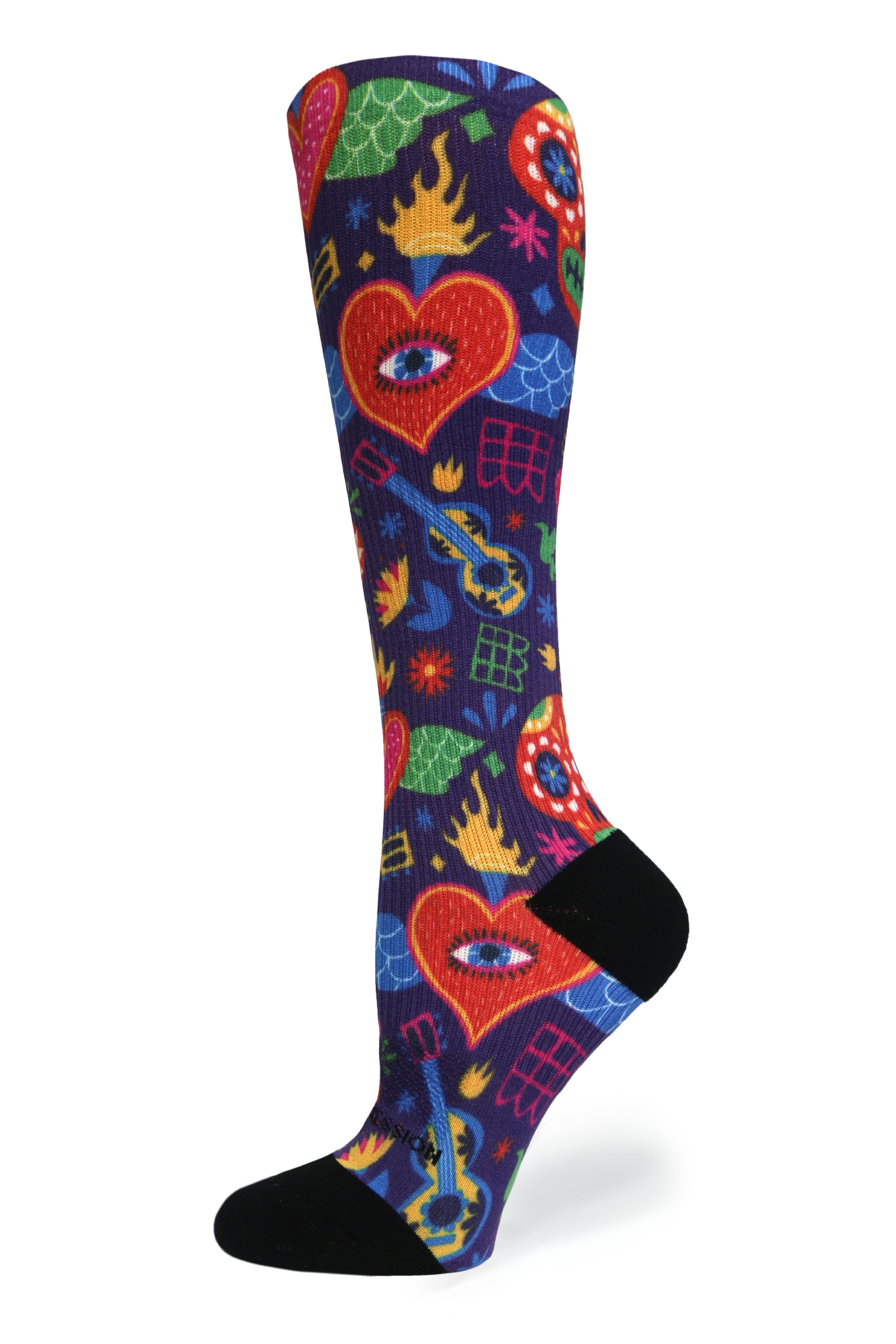 Crazy Compression Socks - Flying Hearts  (Standard & Extra Wide)