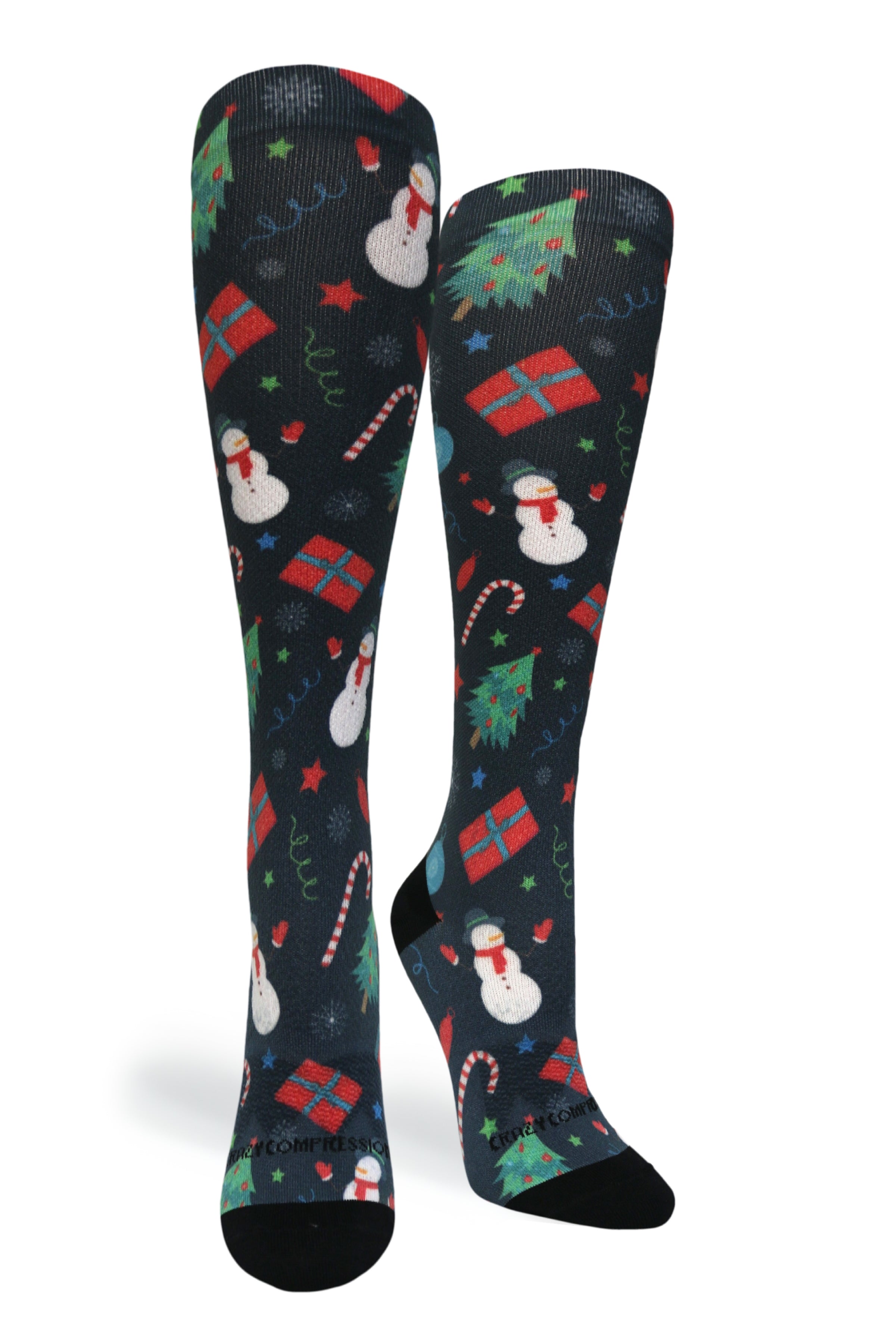 Crazy Compression Socks - Frosty's Party for the Holidays (Standard & Extra Wide)