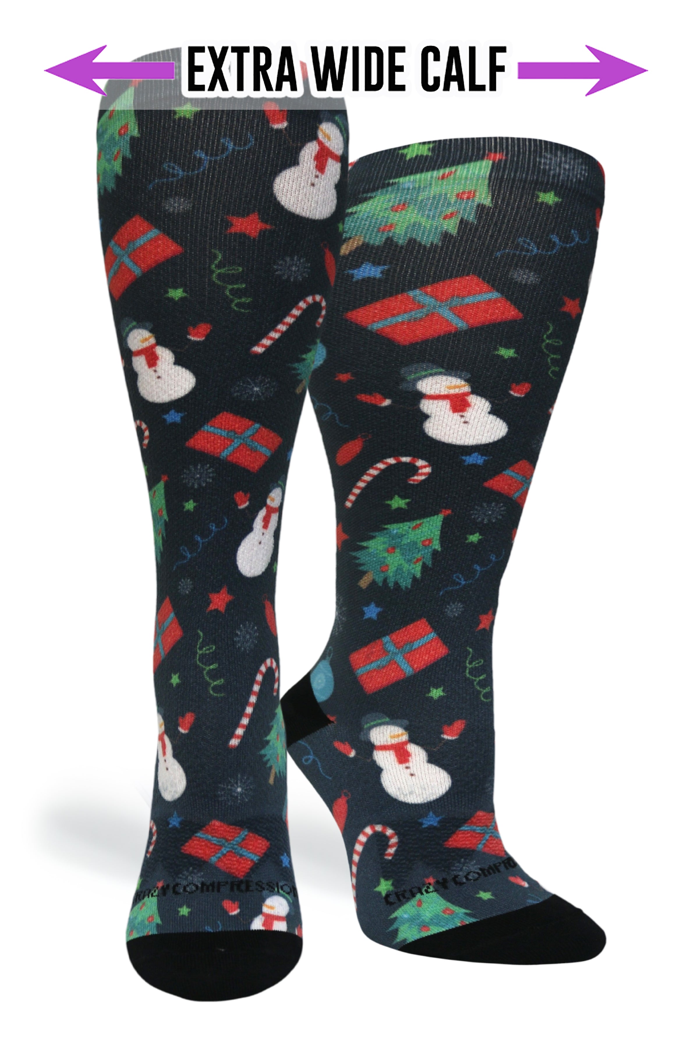 Crazy Compression Socks - Frosty's Party for the Holidays (Standard & Extra Wide)