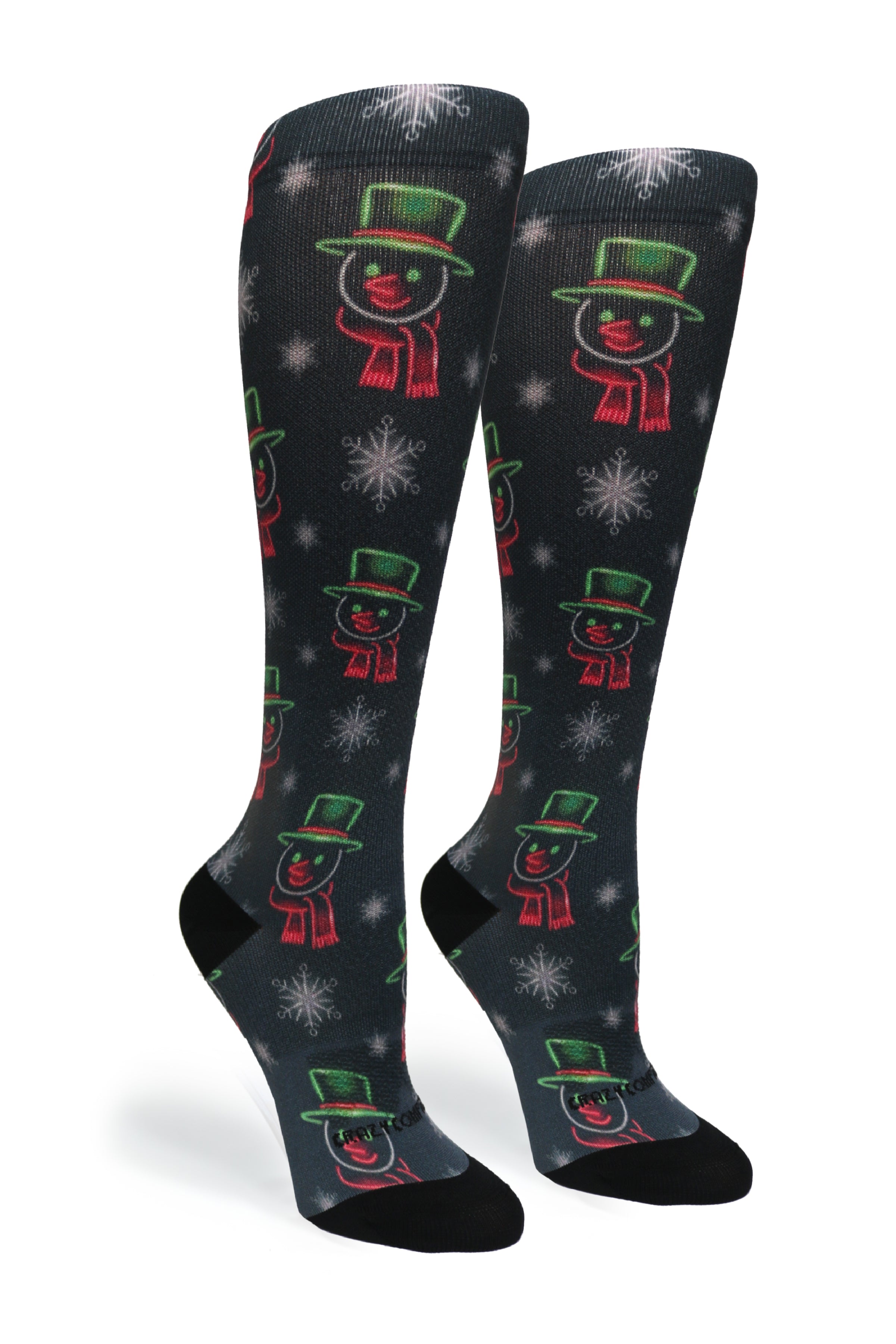 Crazy Compression Socks - Glow Frosty for the Holidays (Standard & Extra Wide)
