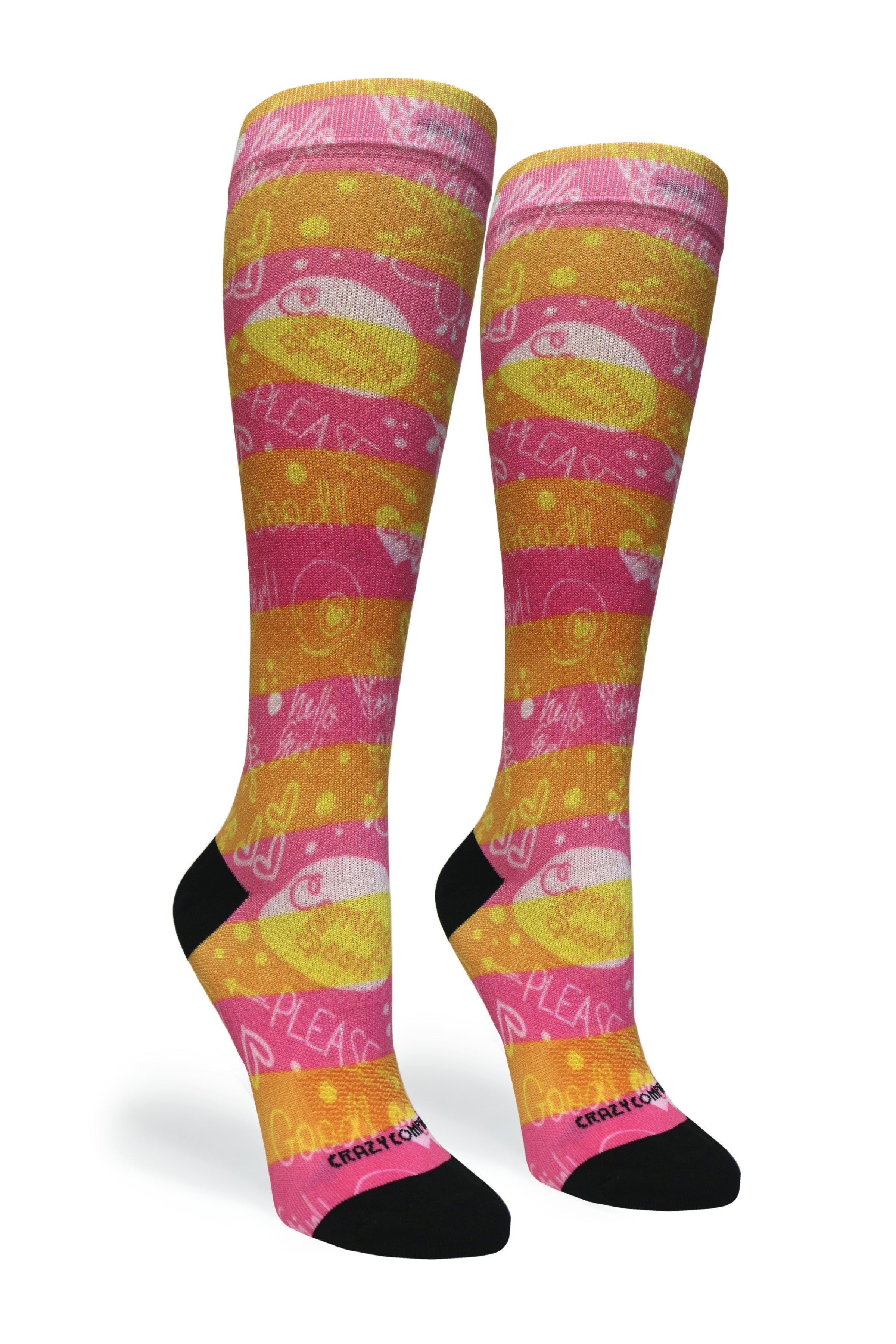 Crazy Compression Socks - Hello Baby - (Standard & Extra Wide)