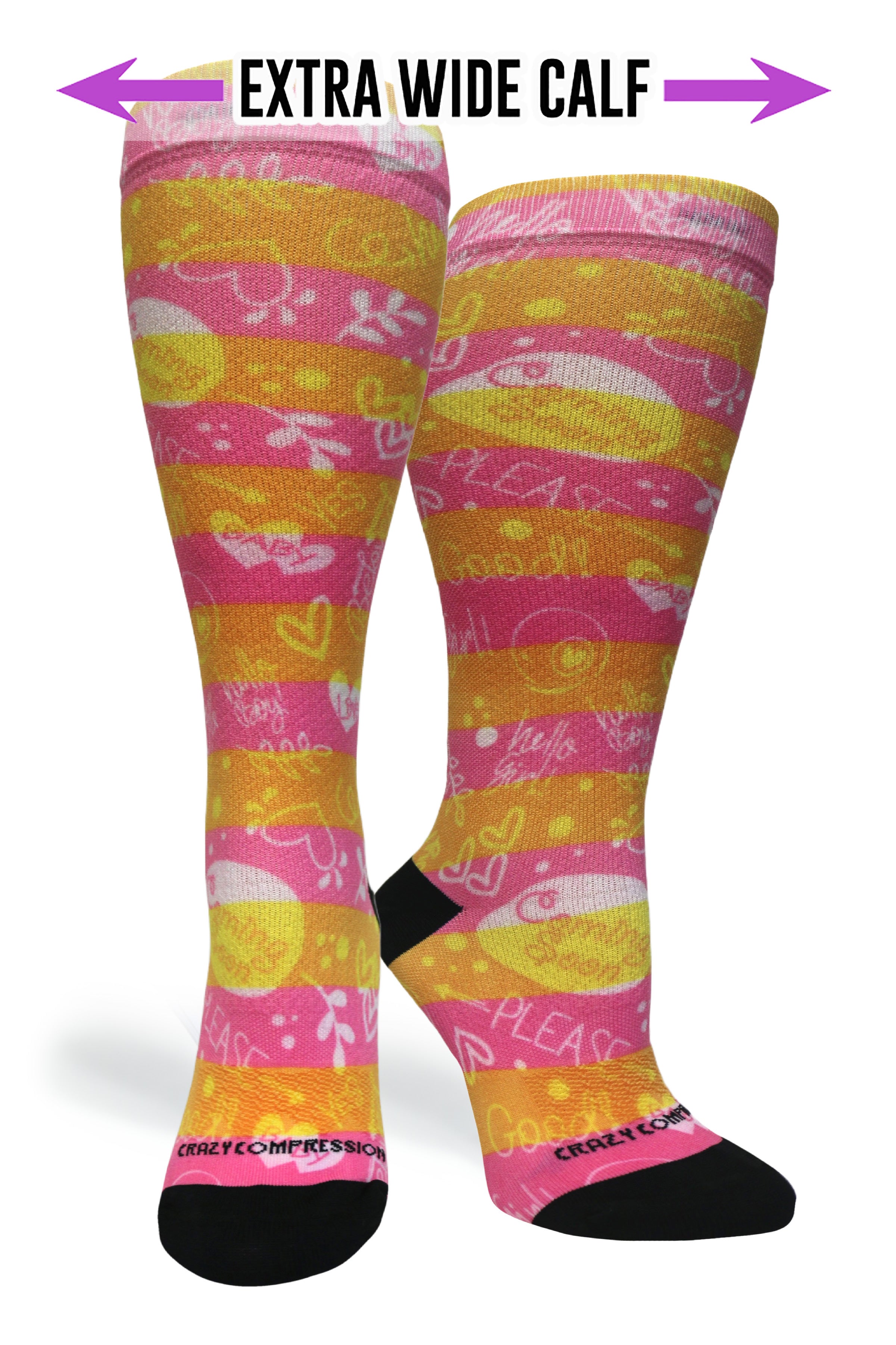 Crazy Compression Socks - Hello Baby - (Standard & Extra Wide)