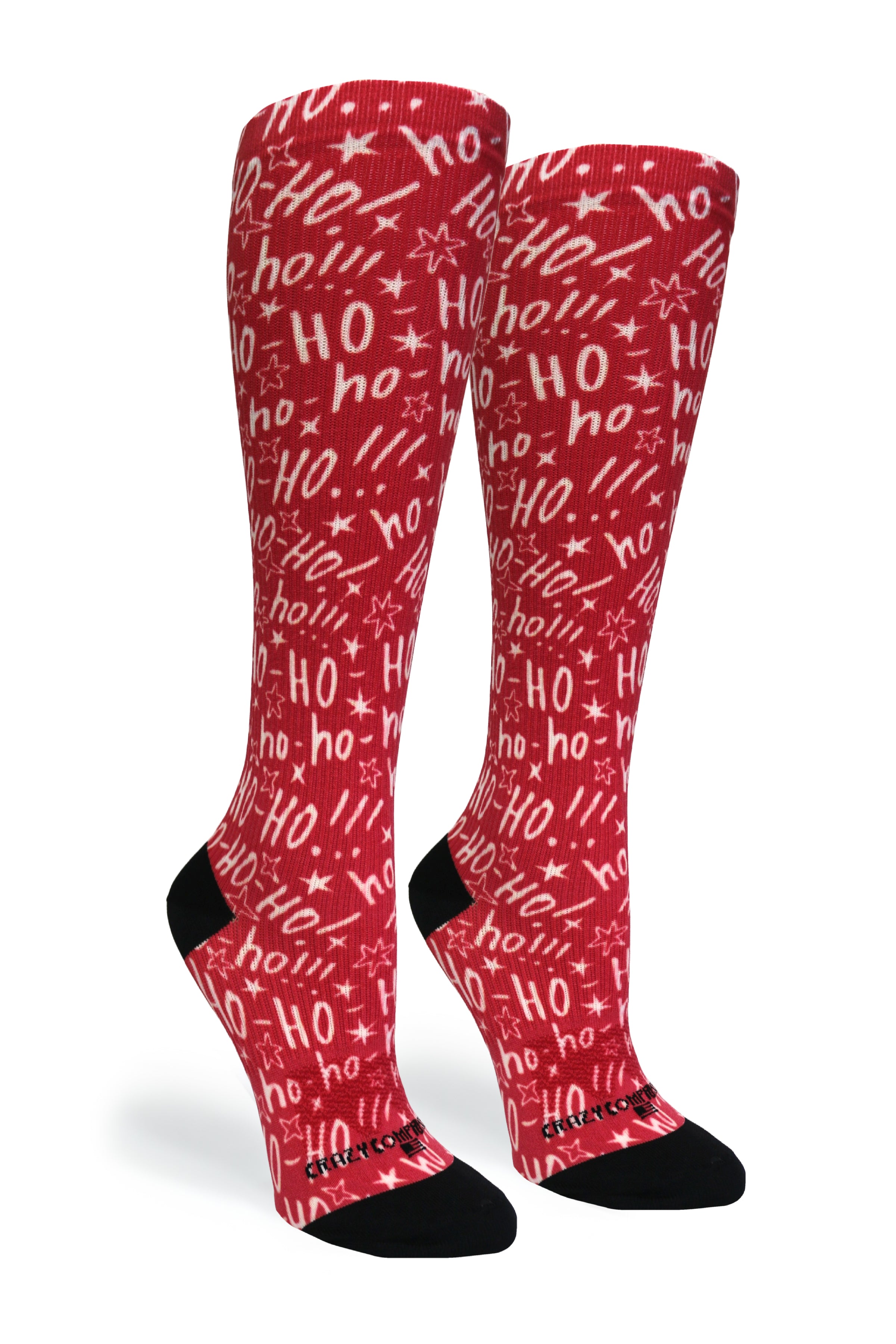 Crazy Compression Socks - Ho Ho Ho for the Holidays!  (Standard & Extra Wide)