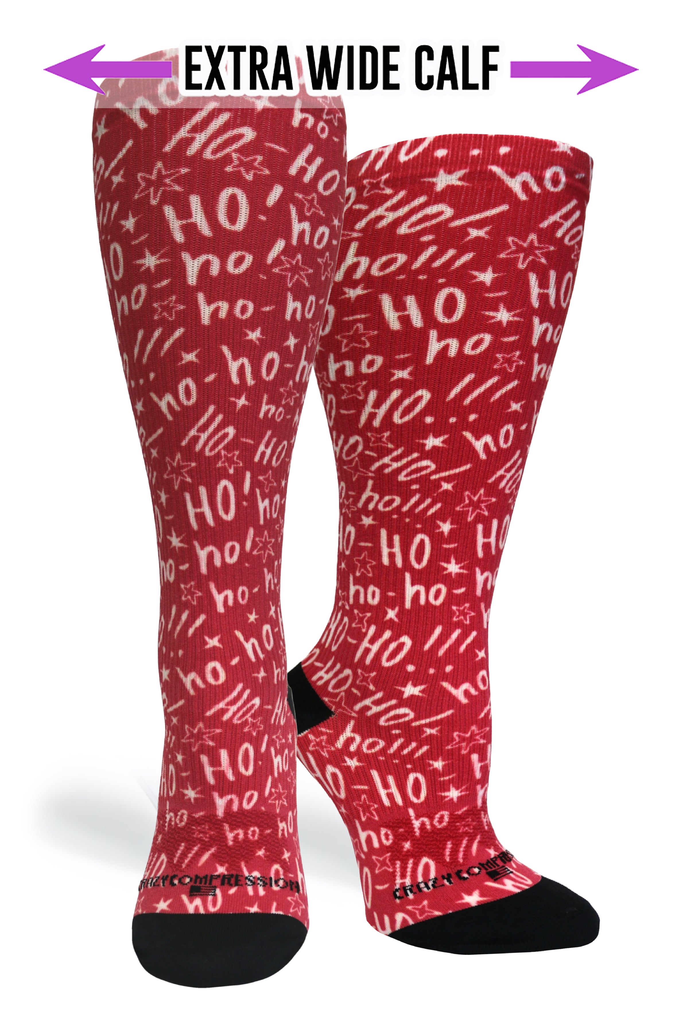 Crazy Compression Socks - Ho Ho Ho for the Holidays!  (Standard & Extra Wide)
