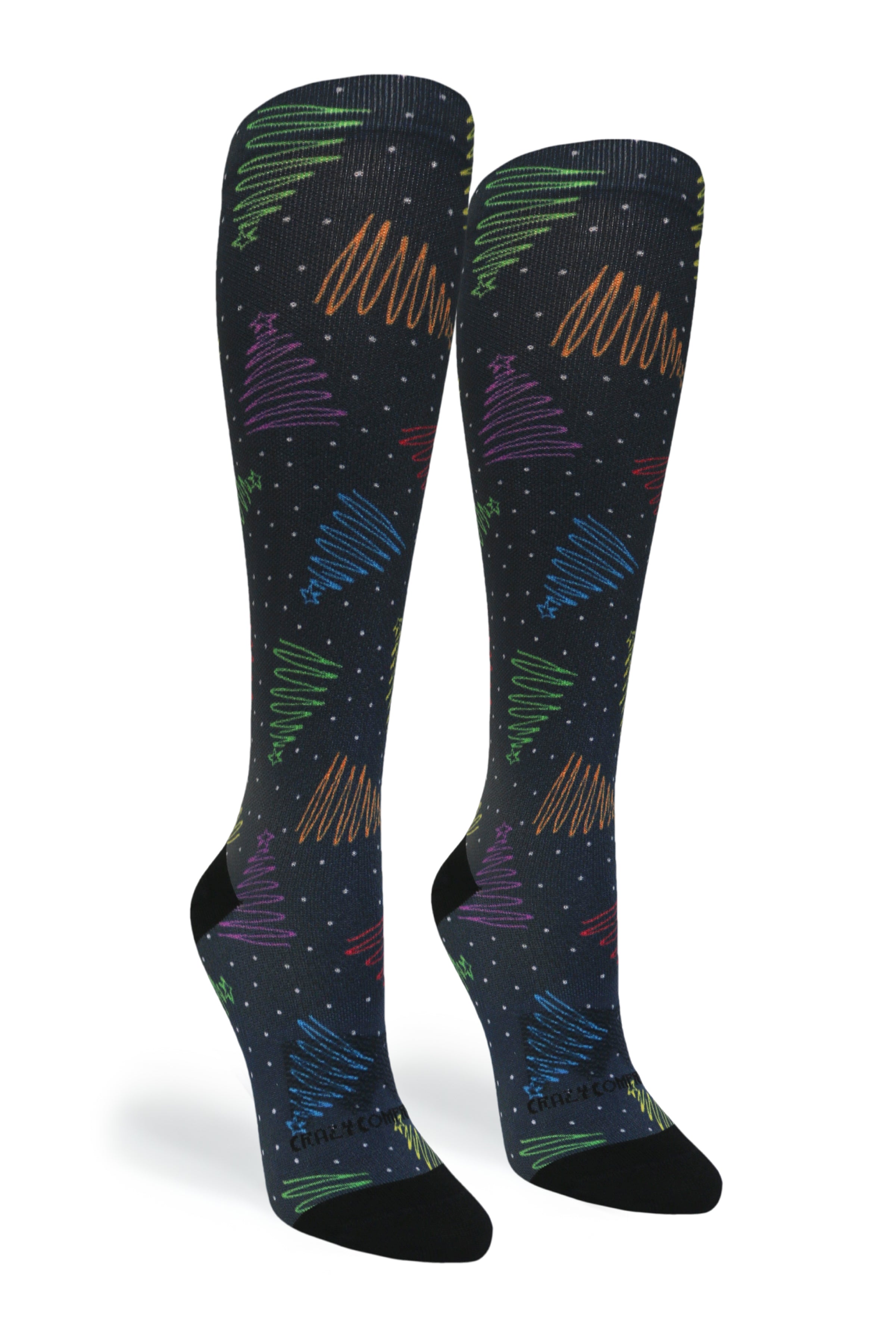 Crazy Compression Socks - Merry Trees for Christmas (Standard & Extra Wide)