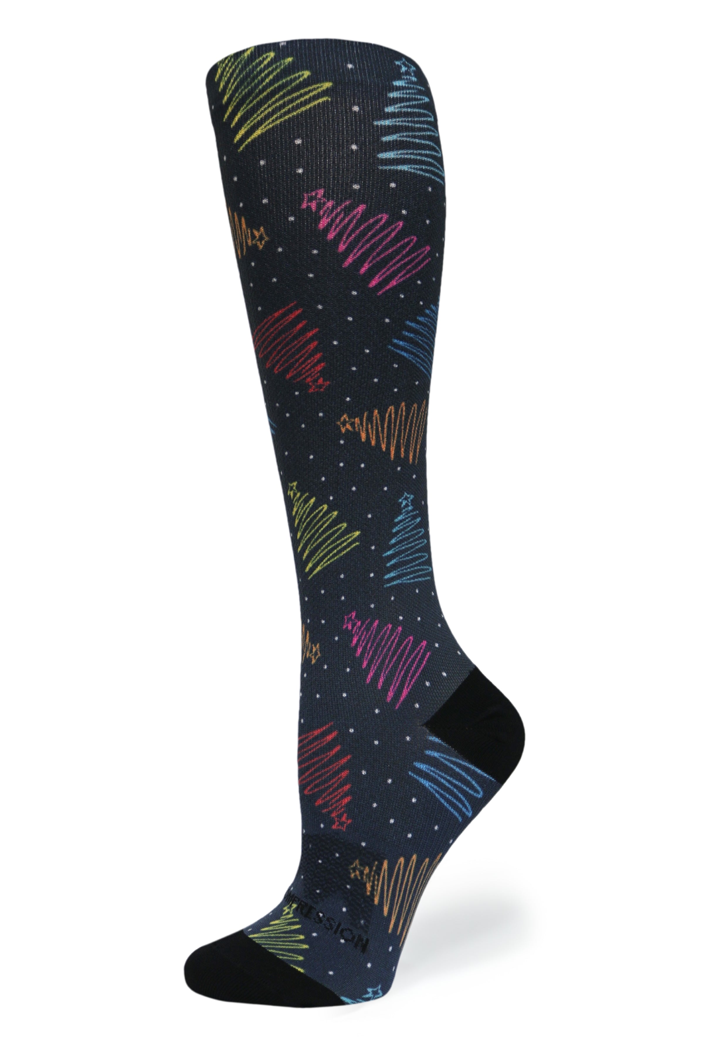Crazy Compression Socks - Merry Trees for Christmas (Standard & Extra Wide)