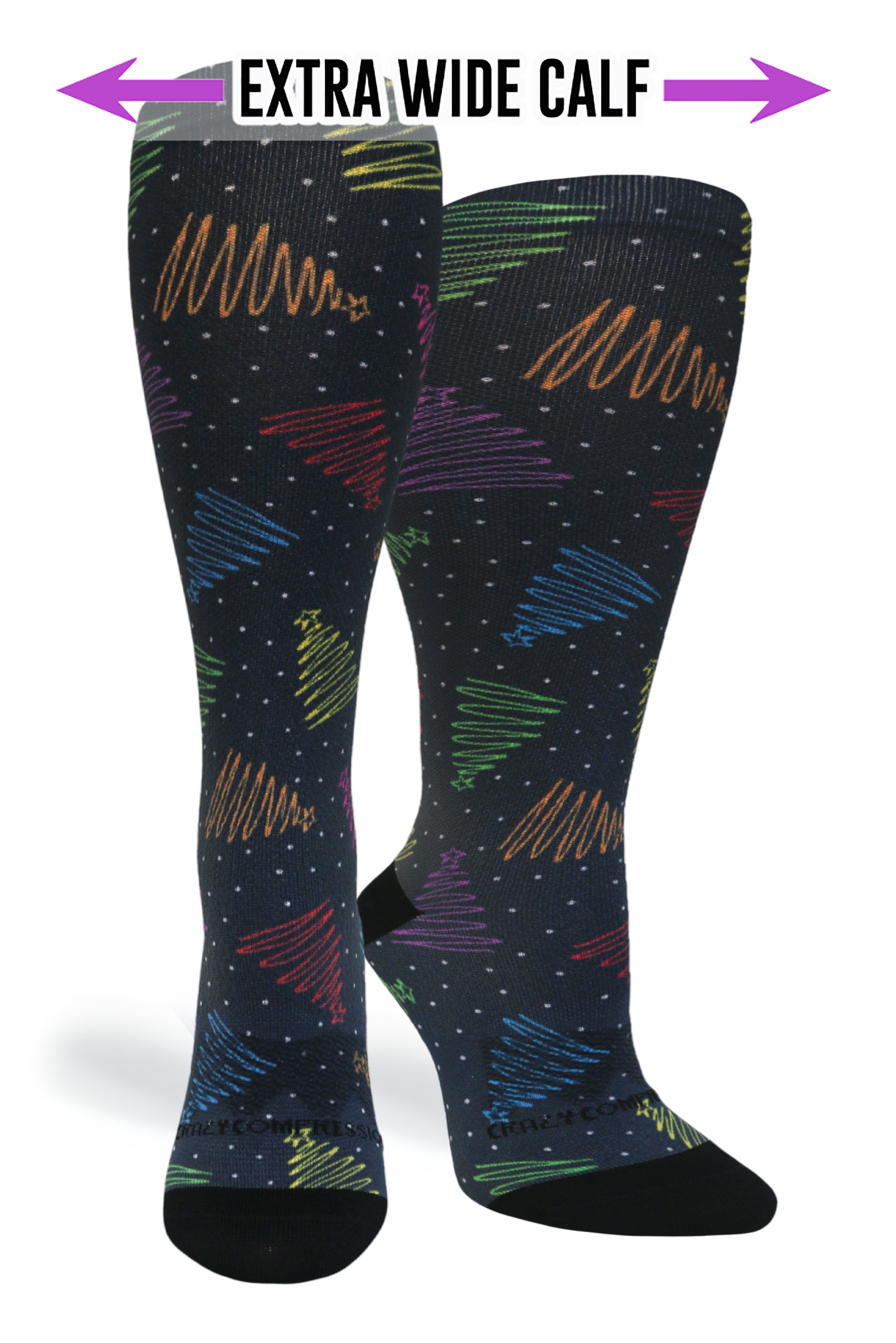 Crazy Compression Socks - Merry Trees for Christmas (Standard & Extra Wide)