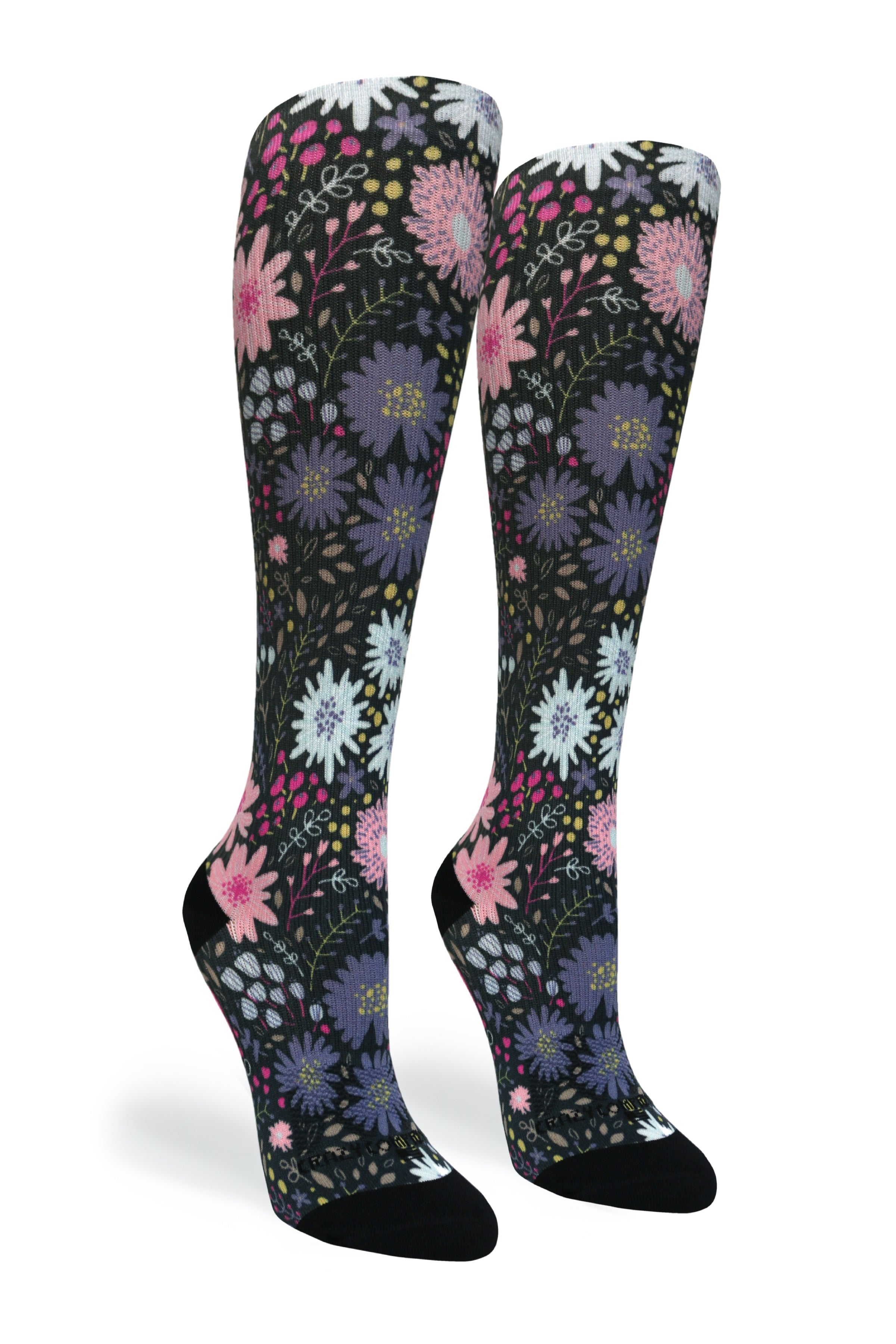 Crazy Compression Socks - Night Garden - (Standard & Extra Wide)
