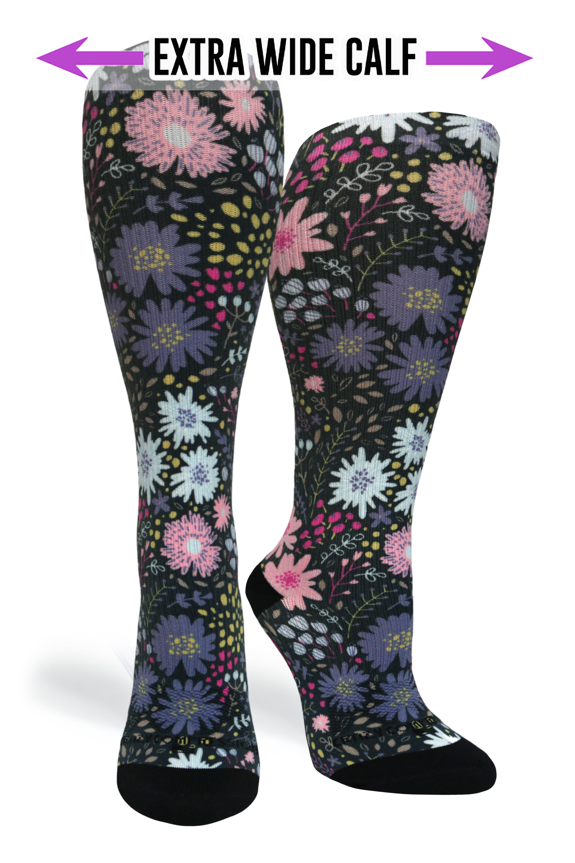 Crazy Compression Socks - Night Garden - (Standard & Extra Wide)