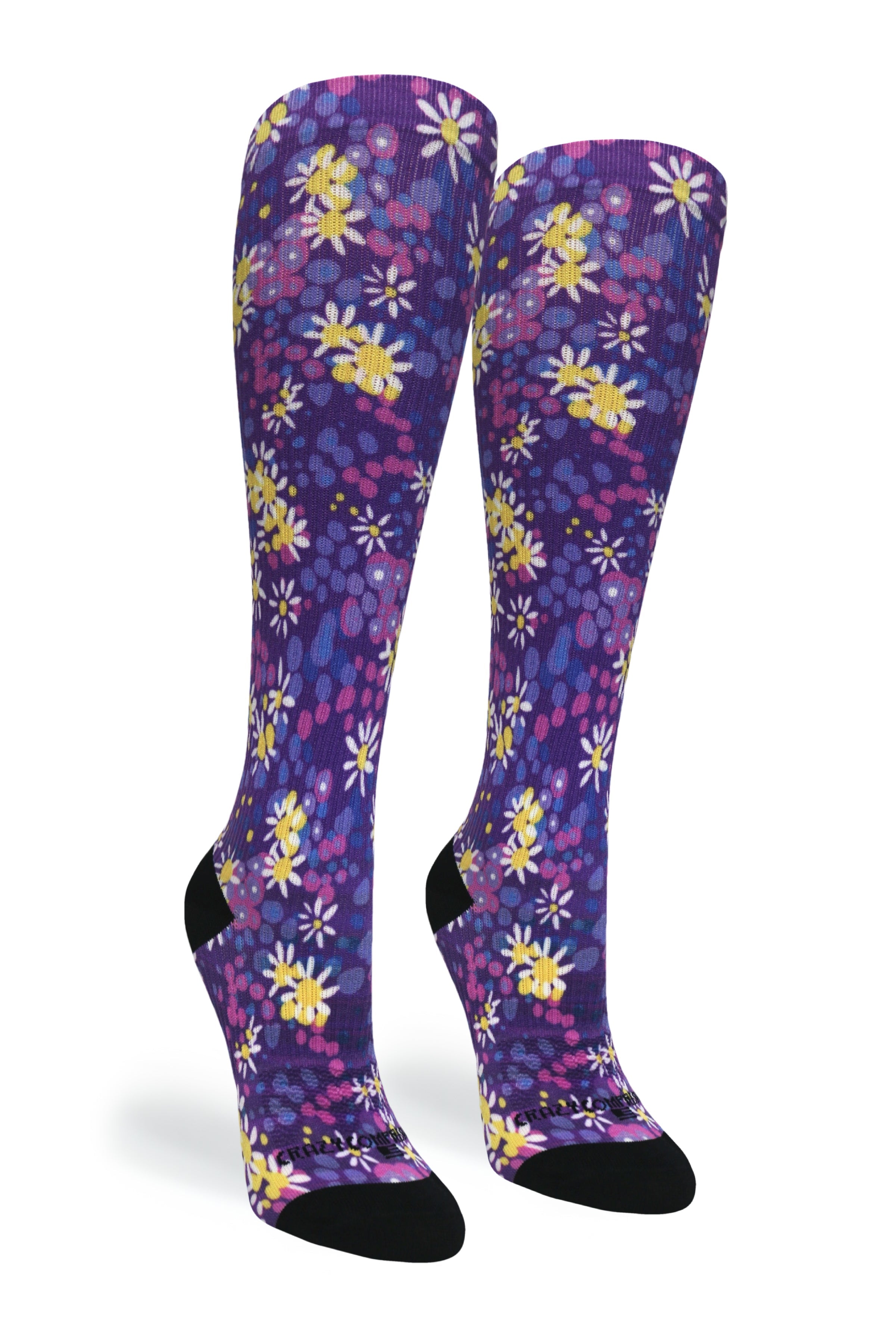 Crazy Compression Purple Petals Socks - (Standard & Extra Wide)