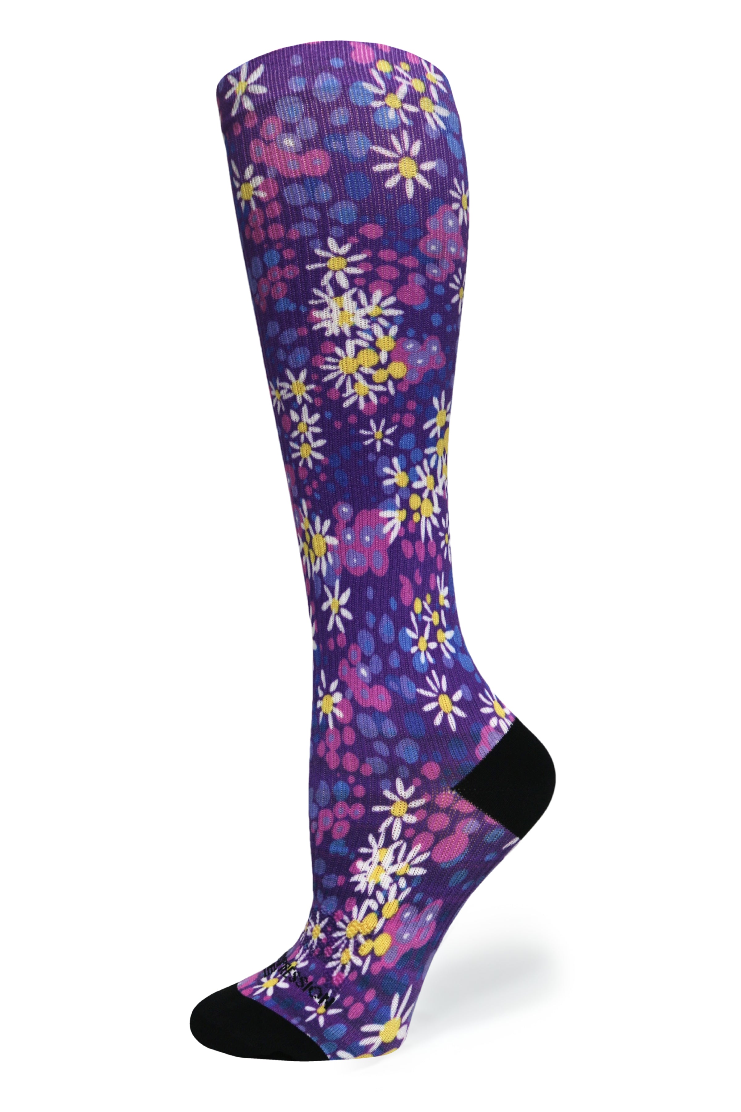 Crazy Compression Purple Petals Socks - (Standard & Extra Wide)