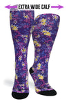 Crazy Compression Purple Petals Socks - (Standard & Extra Wide)