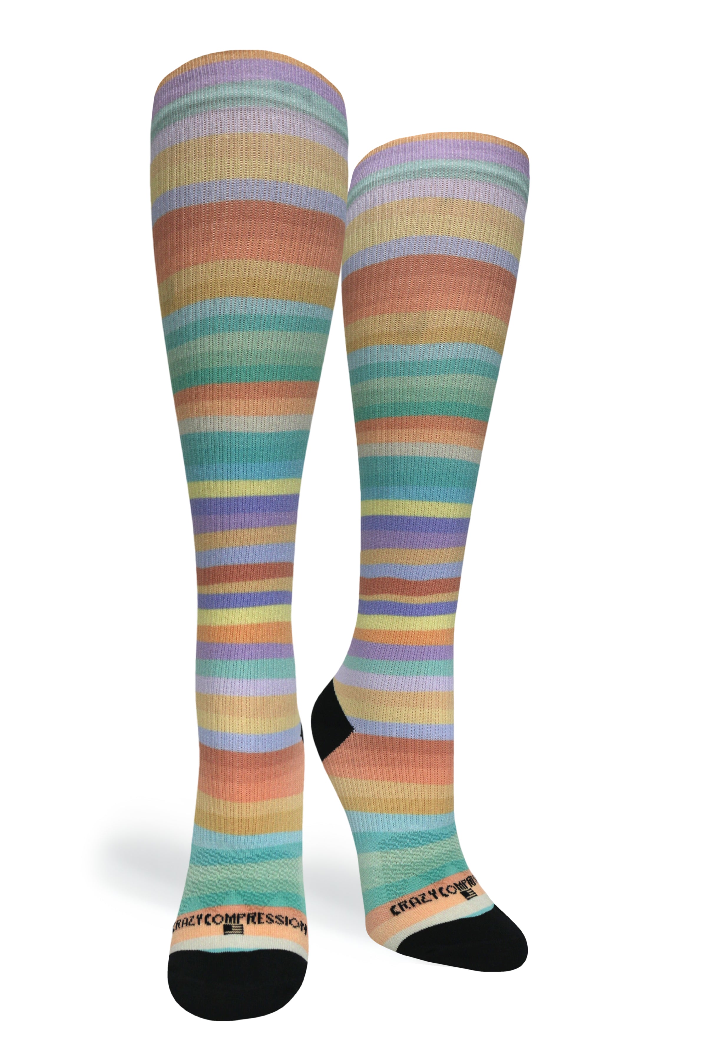 Crazy Compression Socks - Spring Stripes - (Standard & Extra Wide)