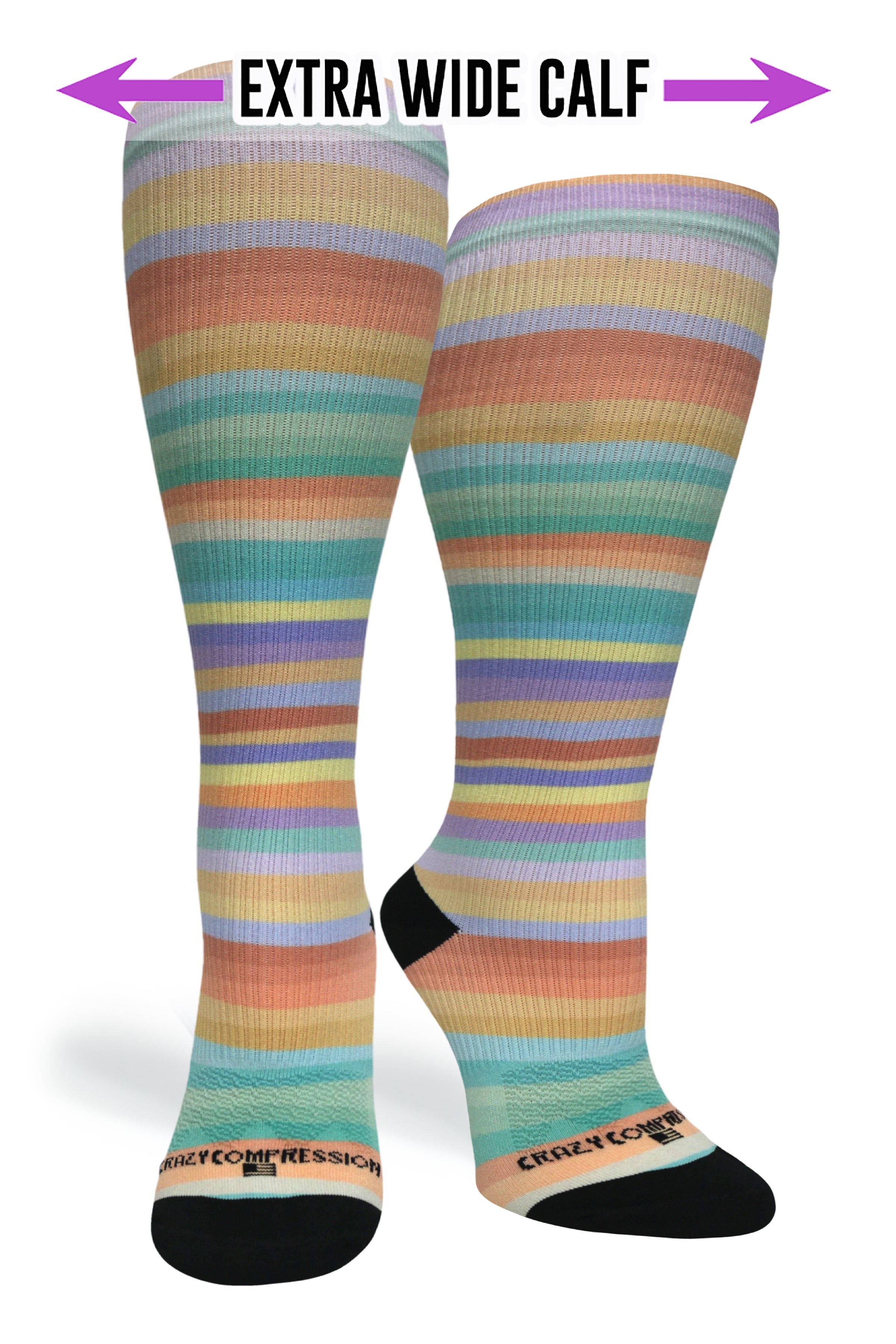 Crazy Compression Socks - Spring Stripes - (Standard & Extra Wide)