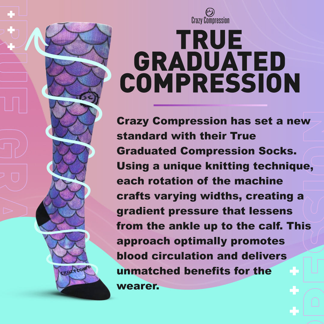 Crazy Compression Socks - Glow Frosty for the Holidays (Standard & Extra Wide)