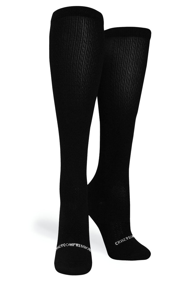 Crazy Compression Socks - Solid Black (Standard & Extra Wide)