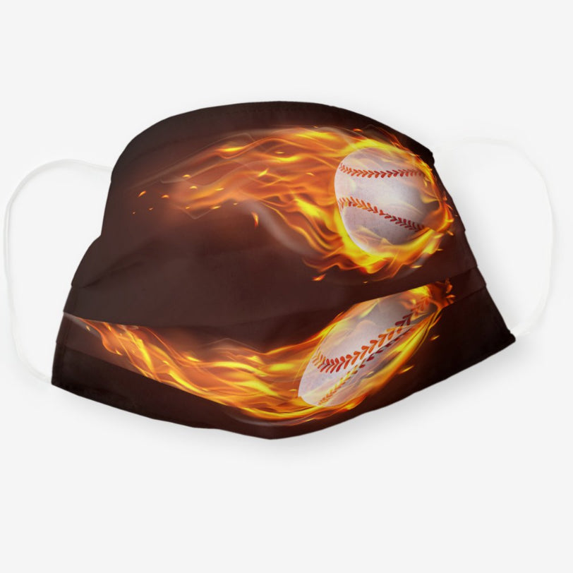 Baseball on Fire Polyester Face Guard - SHIPS FAST!